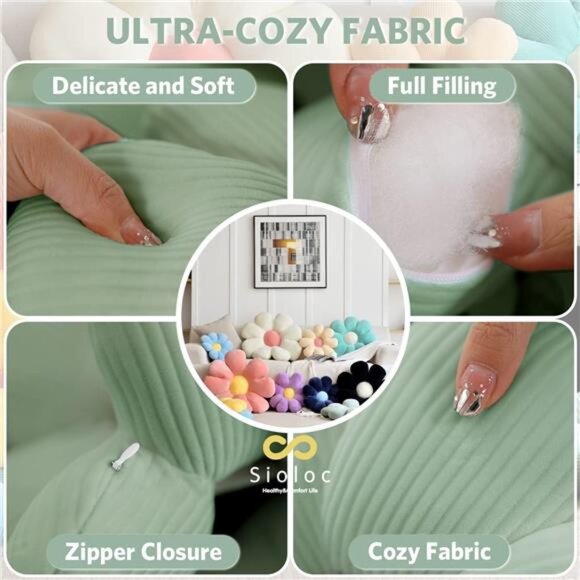 Sioloc Flower Shaped Throw Pillow, Butt Cushion, Floor Pillow,Seating Cushion, - Picture 6 of 7